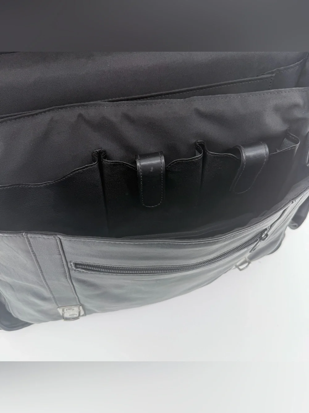 Vintage Basis Point Compusystem Black Leather Travel Briefcase Bag Messenger Bag